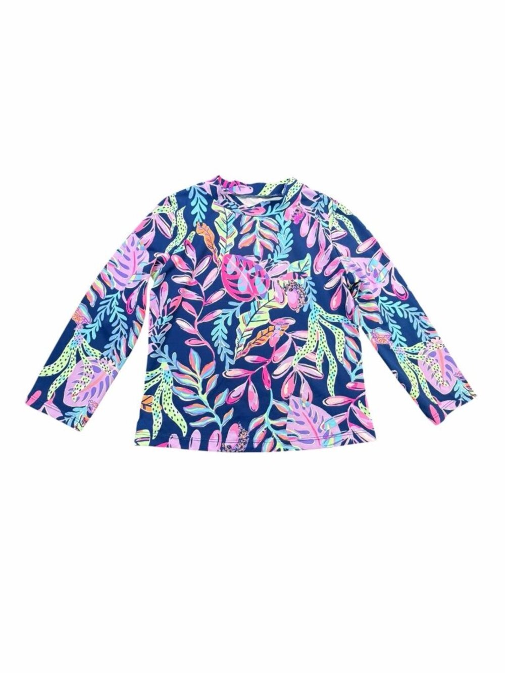 Lilly Pulitzer Girls Long Sleeve Tropical Leopard Rash Guard Swim Top Small